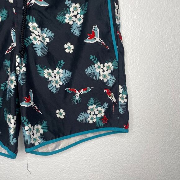 Original Penguin Swimwear Mens Size 30 Blue Bird Floral Volley Swim Board Shorts - Picture 9 of 12